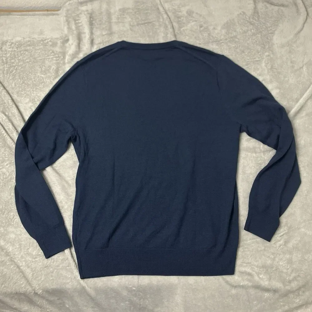 J‎ Crew Merino Blend Sweater Mens L Blue Minimal Preppy Classic Crewneck CL440